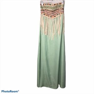 Judith March Dress Long Mint with Embroidery M